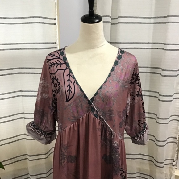 Pink Daisy Women’s Size 1X Plus (14/16) V Neck 3/4 Ruffle Sleeve Dress Fairy - Picture 2 of 12